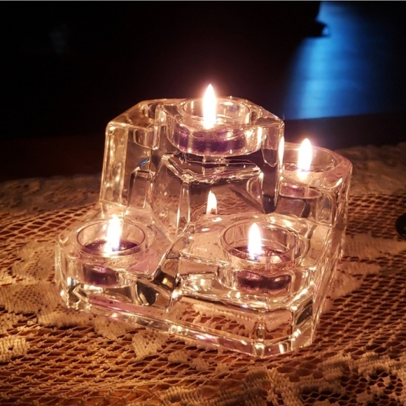 PARTYLITE Heavy Crystal Castle Candle Holder 5 Tier Votive Tea Light Christmas - Picture 1 of 7